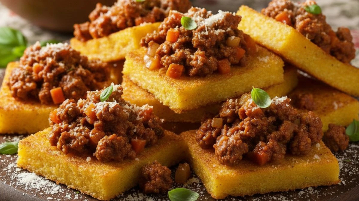 Crostini di polenta col ragù di salsiccia